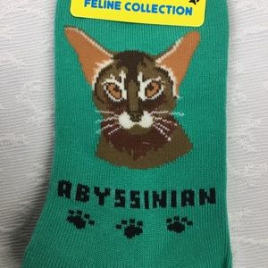 Foozys Unisex Socks Abyssinian cat Size 9-11 Soft Cat Lover Novelty 2 Pa…